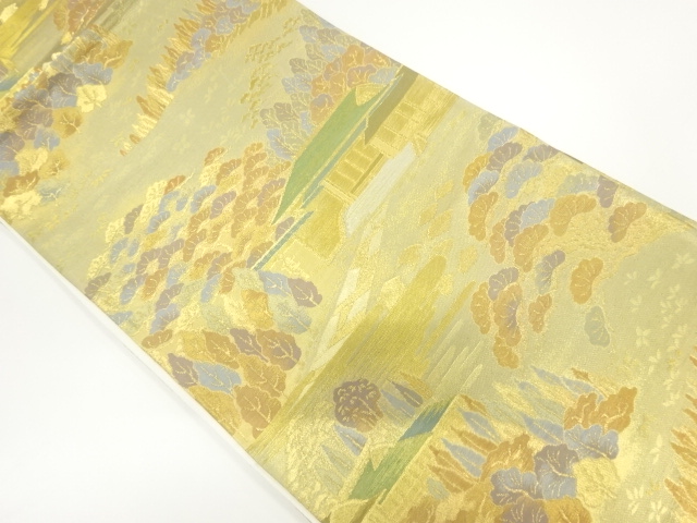 屋敷風景模様織出し袋帯